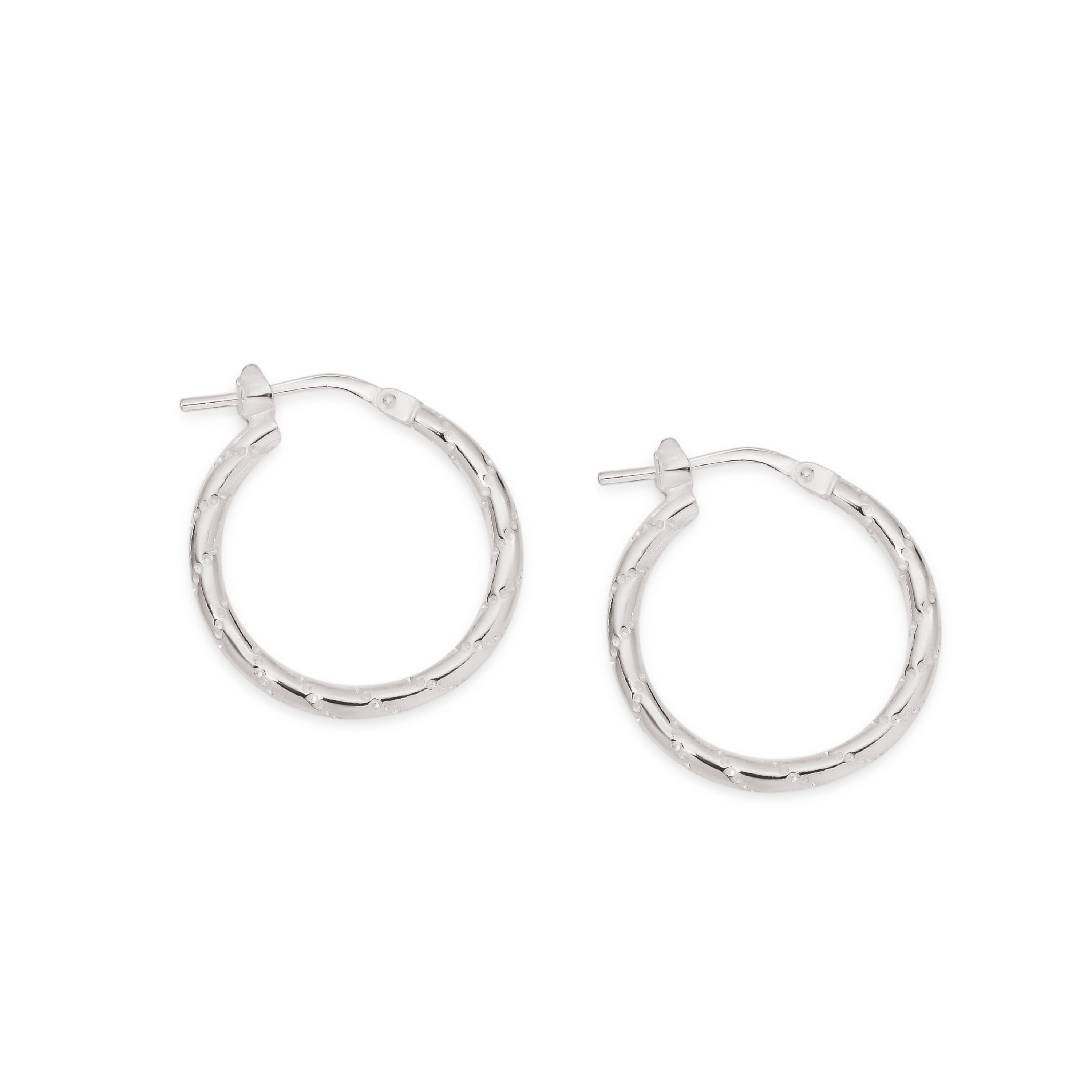 Silver line pattern hoops 15mm