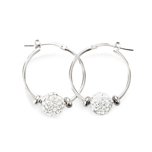 Silver crystal hoops 18mm