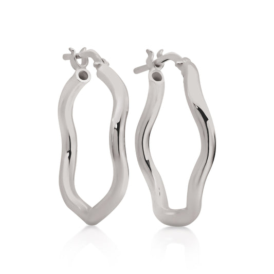 Silver wave hoops 20mm
