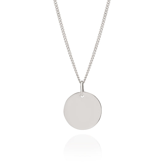 Silver 15mm engravable disc pendant