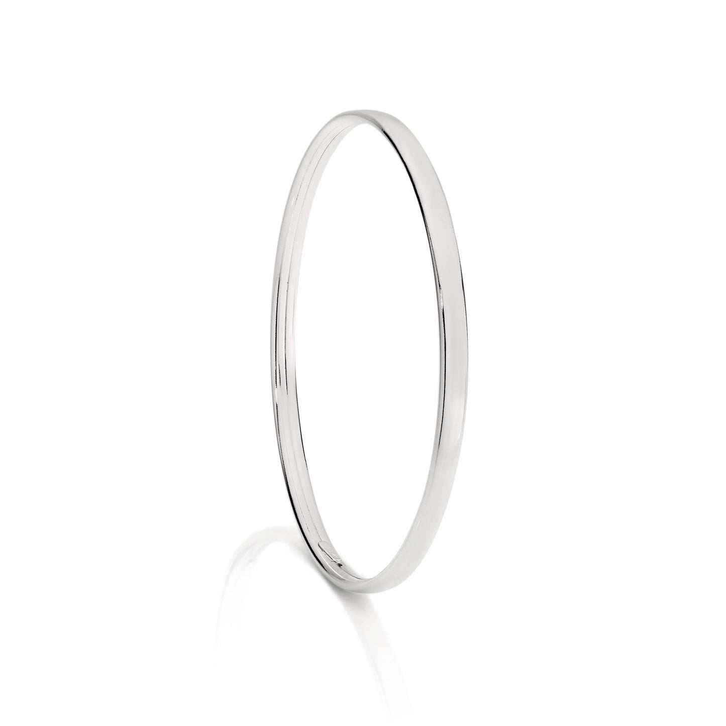 Silver 4mm flat tube bangle 70mm