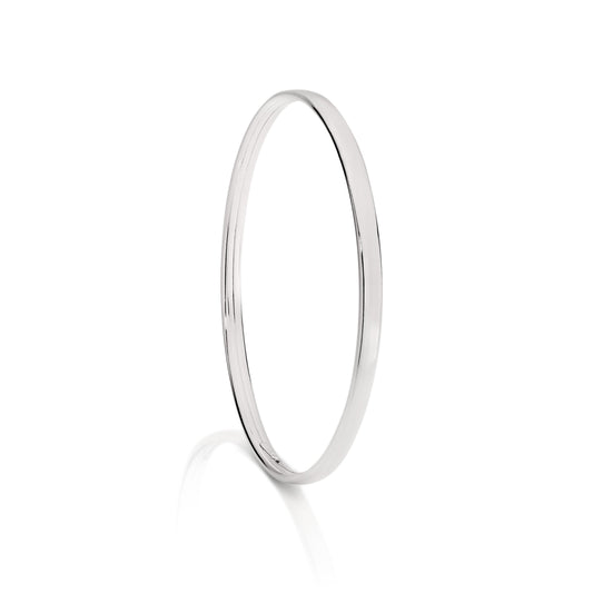 Silver 4mm flat tube bangle 70mm