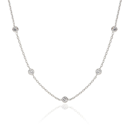 Silver set stone set station necklace