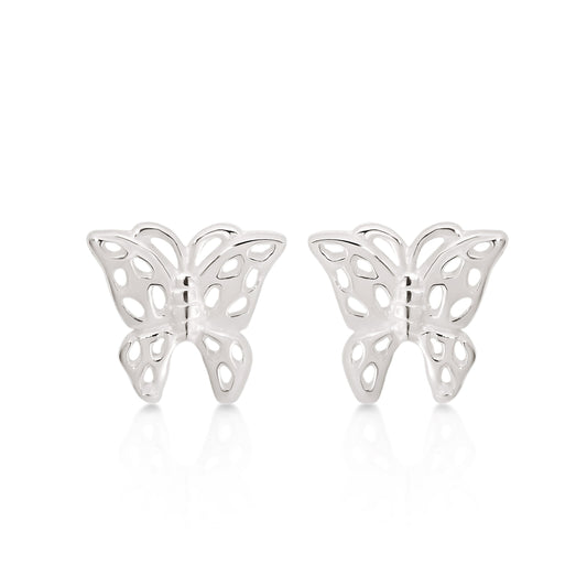 Silver butterfly studs