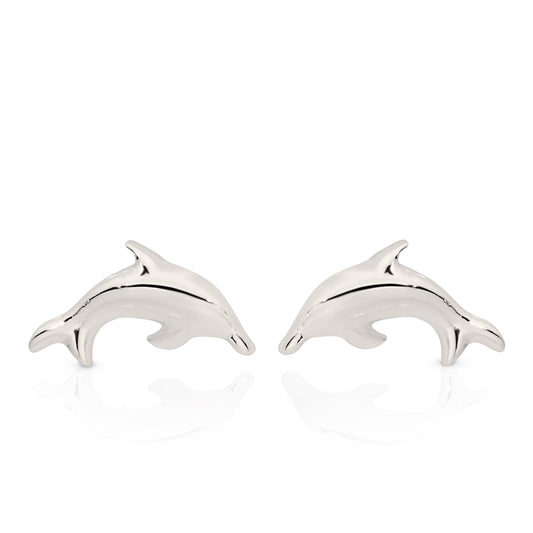 Silver dolphin studs