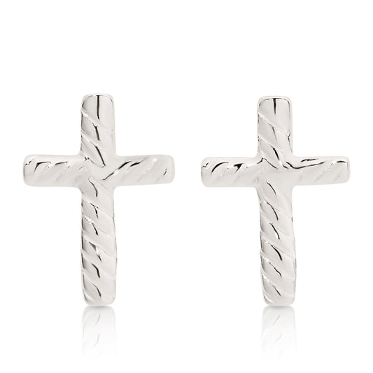 Silver cross studs