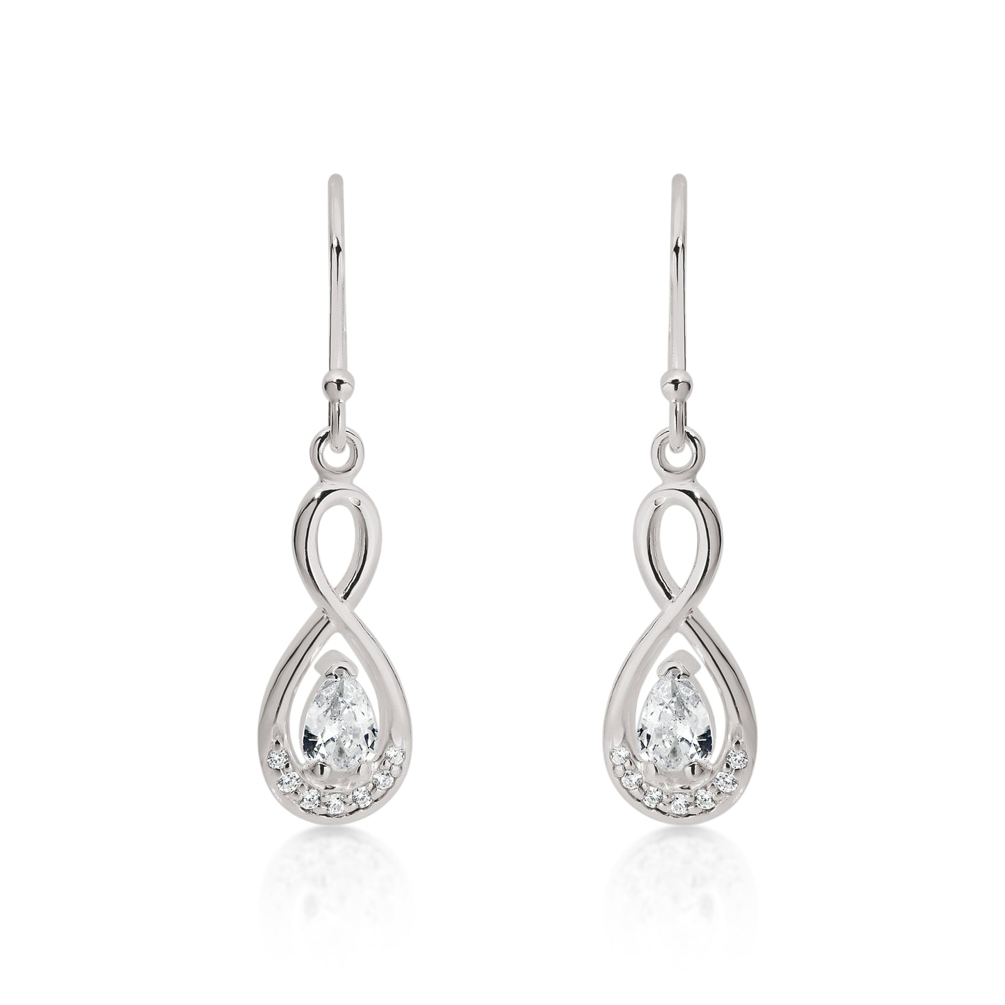 Silver cubic zirconia infinity drops
