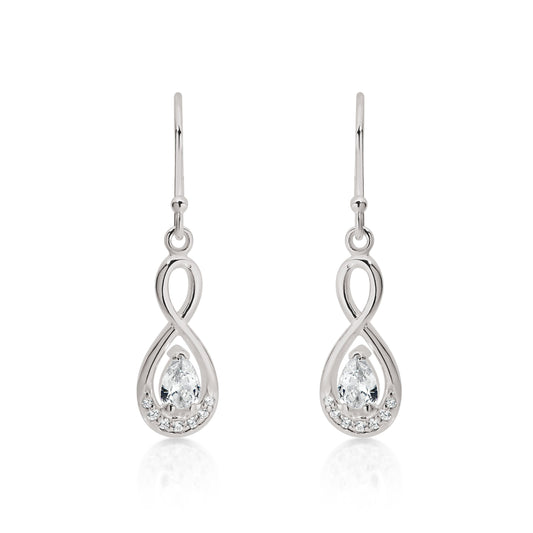 Silver cubic zirconia infinity drops