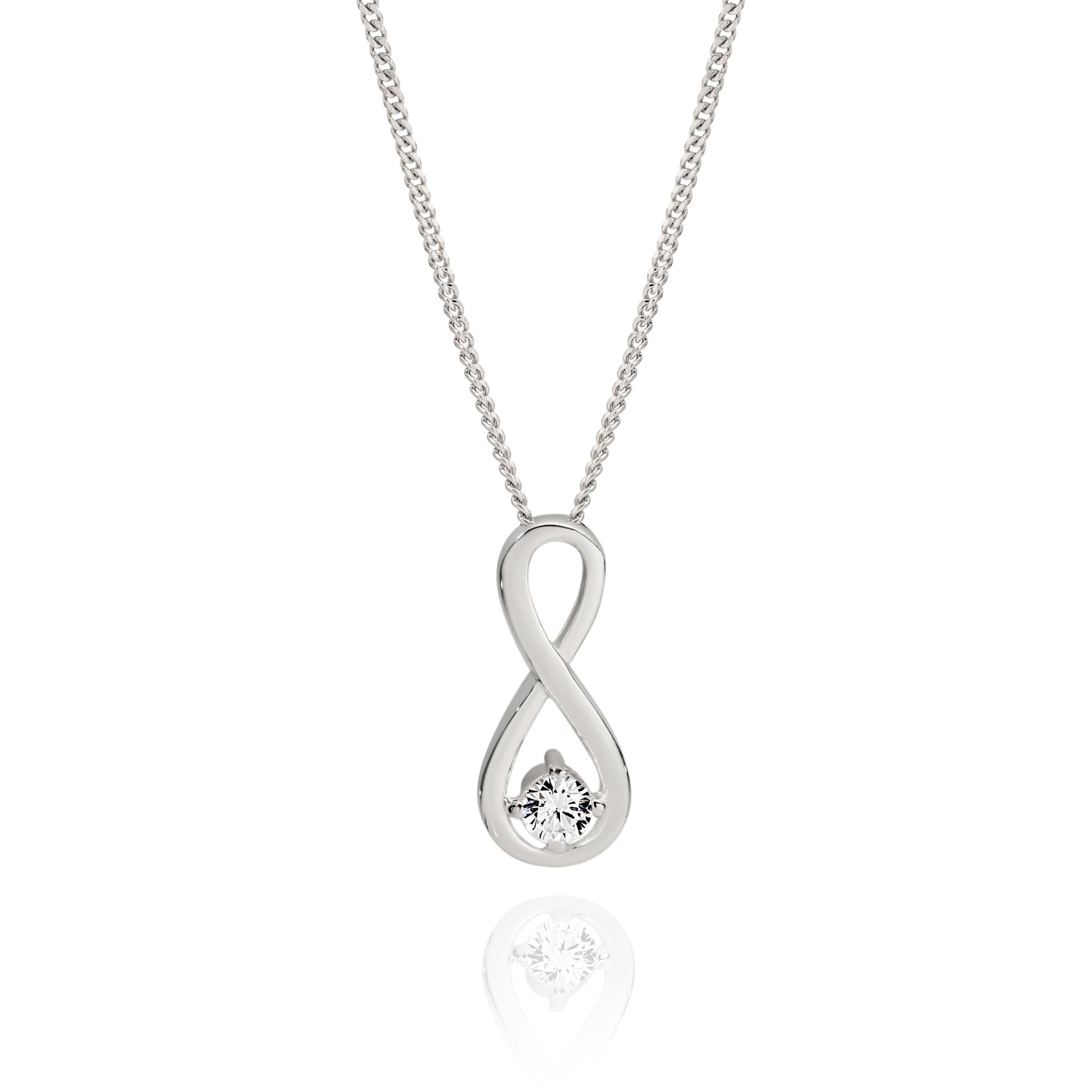 Silver cubic zirconia infinity pendant