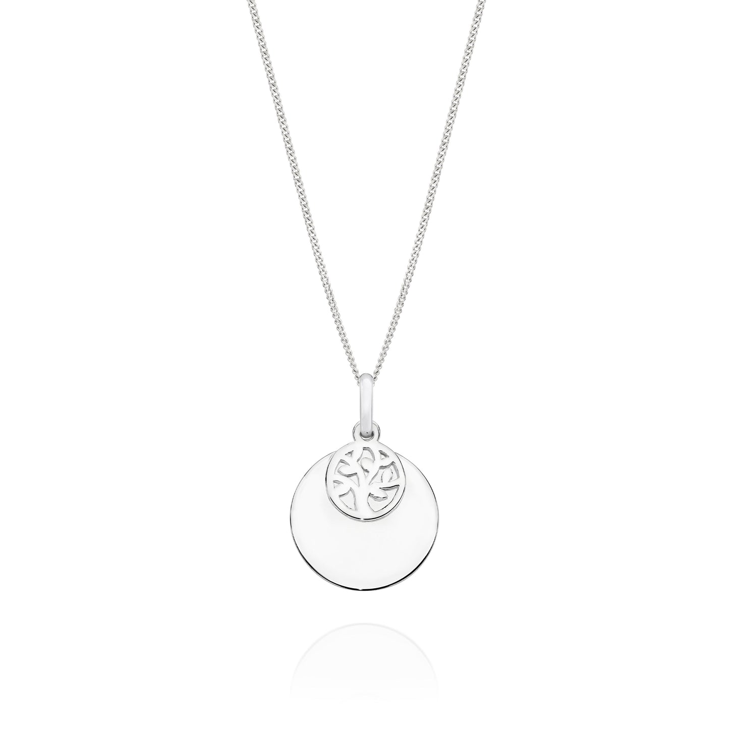 Silver tree of life disc pendant