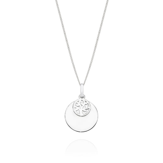 Silver tree of life disc pendant
