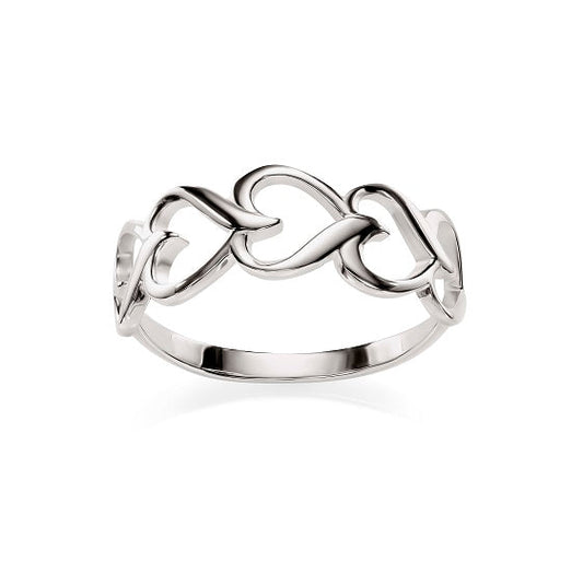 Silver hearts ring