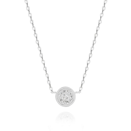 Silver cubic zirconia disc necklet