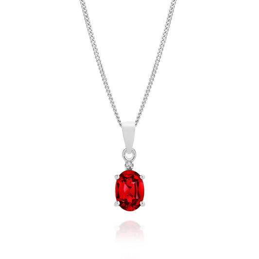 Silver cr ruby & diamond pendant