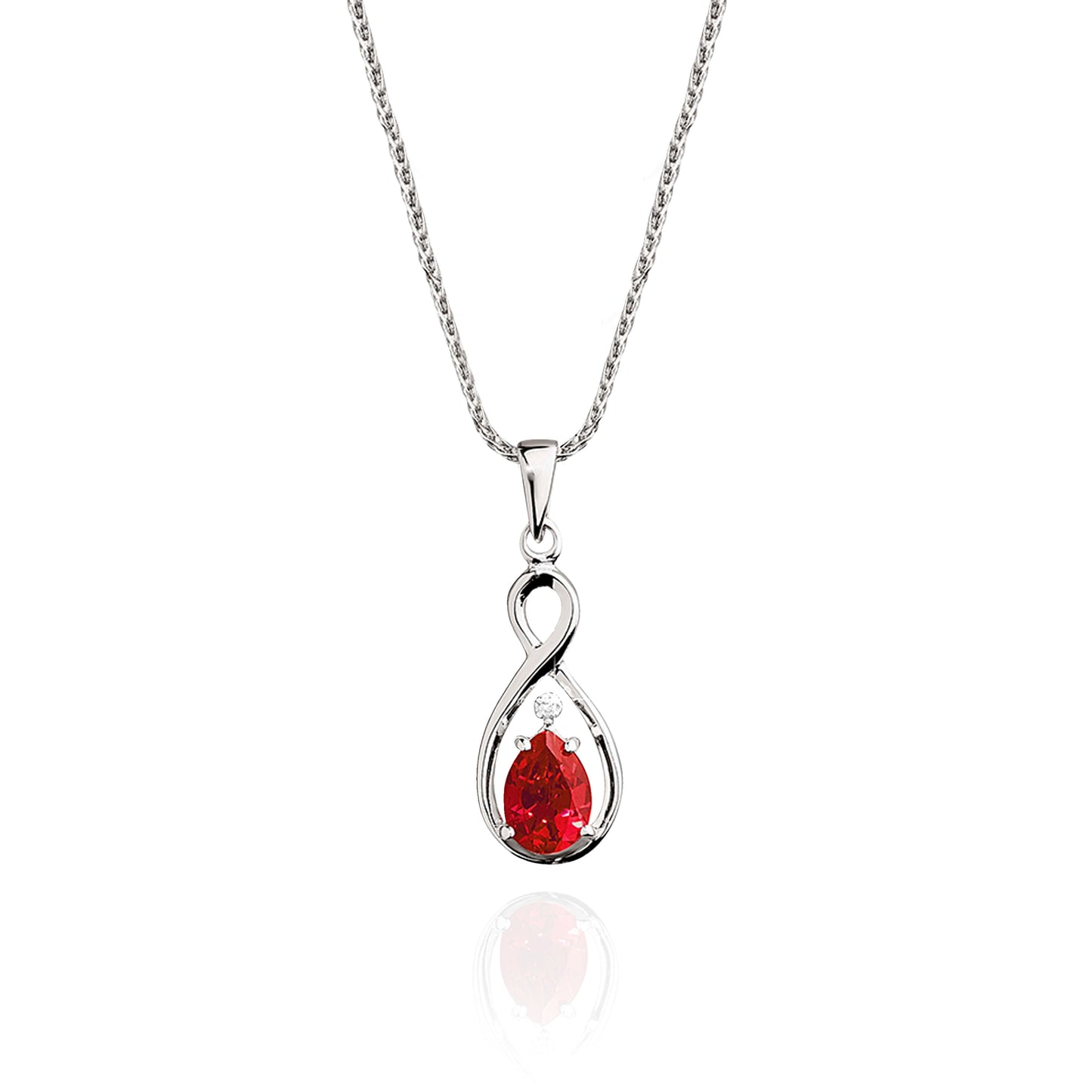 Silver cr ruby & diamond pendant