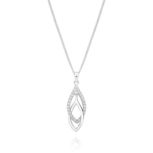 Silver Double Drop cubic zirconia Pendant