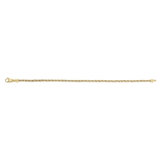 9ct 2 tone rope bracelet
