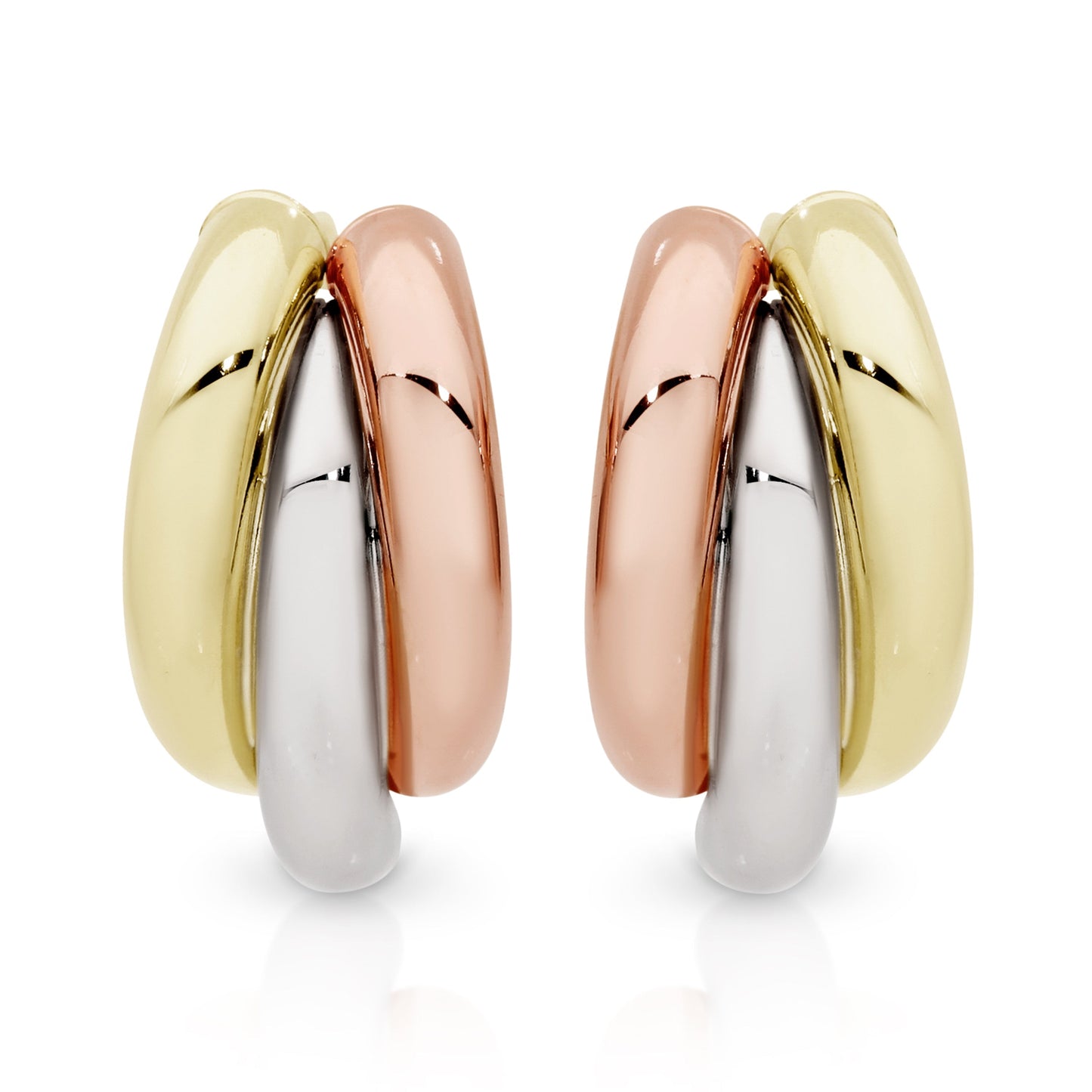 9ct gold 3 tone stud earrings
