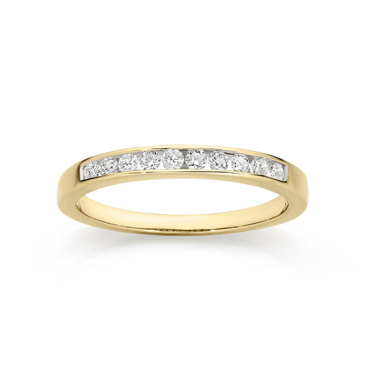 9ct Yellow Gold 0.25ct Channel Set Diamond Wedding Band