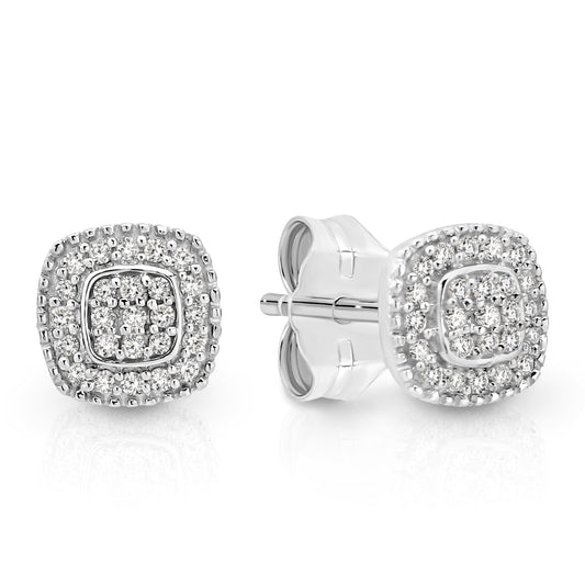 9ct white gold halo studs