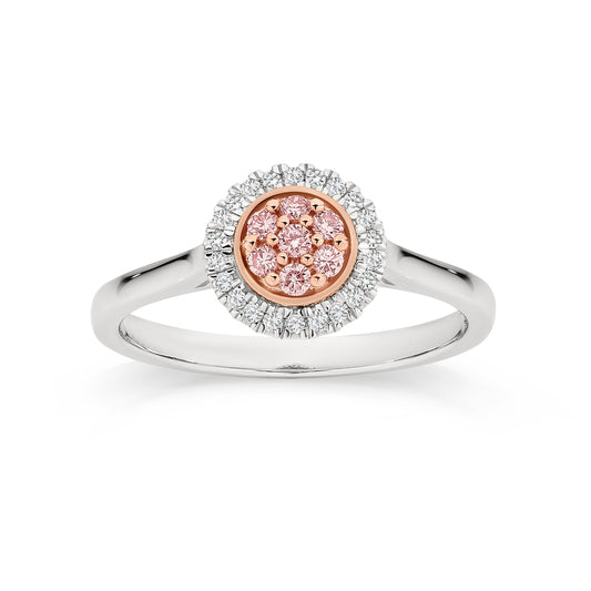 9ct white gold 0.25ct Australian pink diamond ring