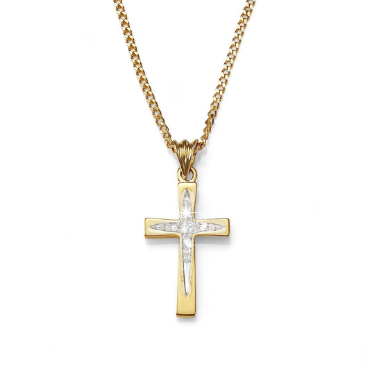 9ct gold diamond cross pendant