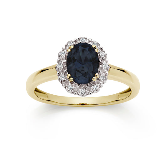 9ct gold sapphire & diamond ring