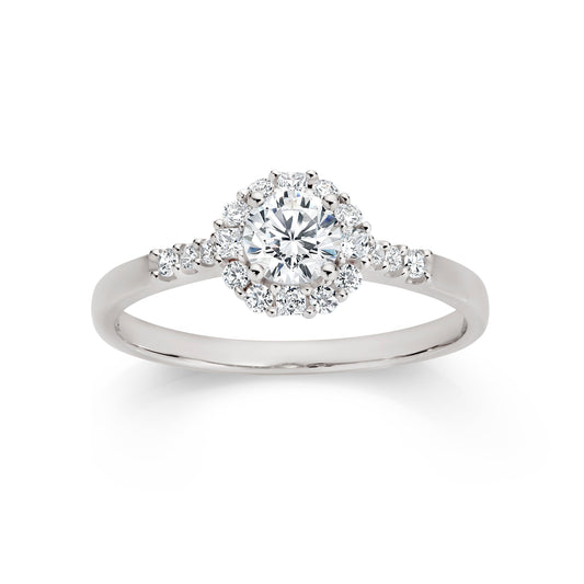 9ct white gold stone set ring