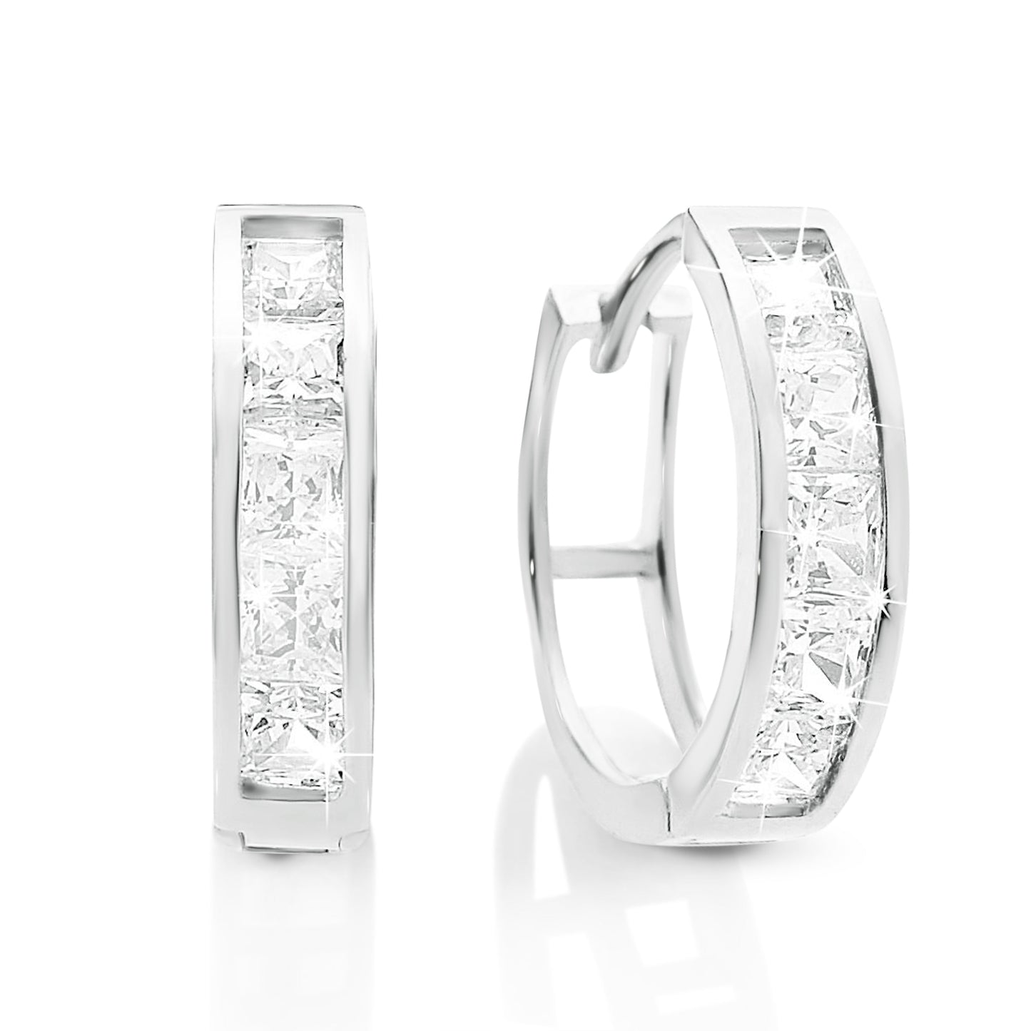 9ct white gold stone set earrings