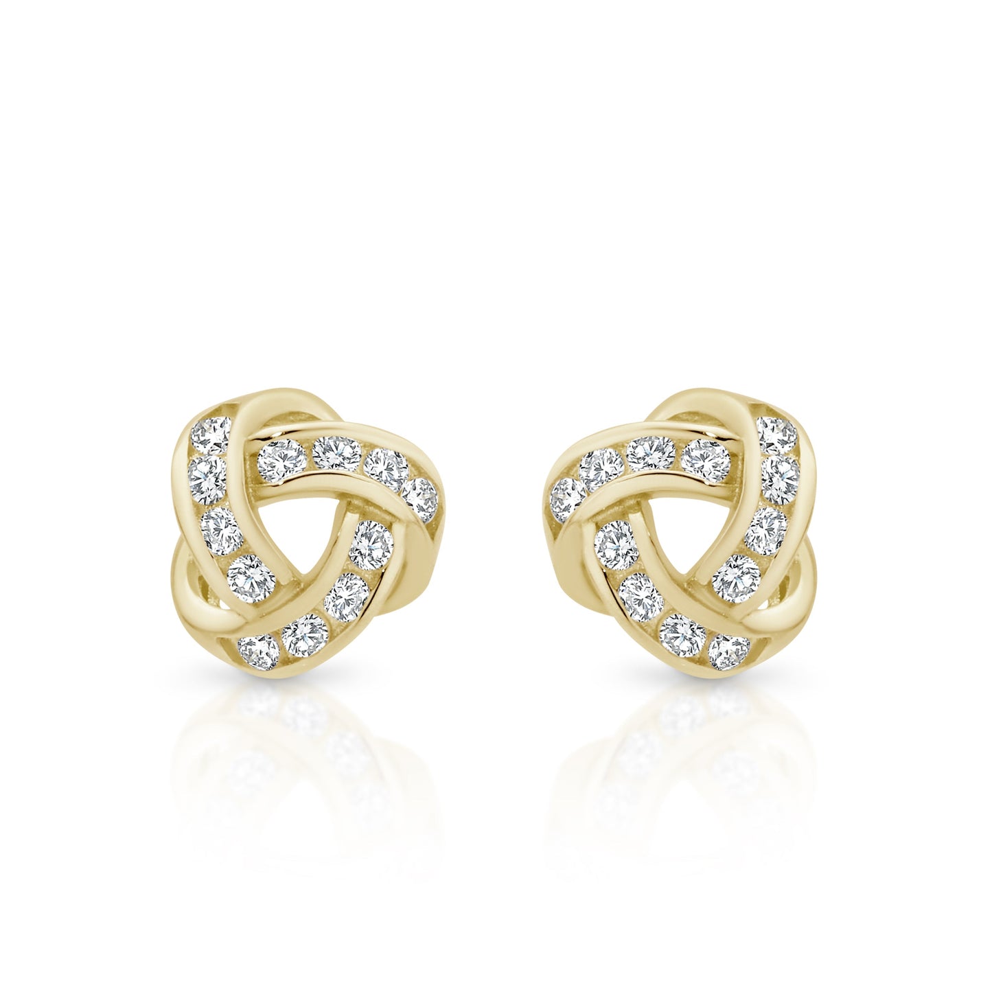 9ct gold stone set love knot studs