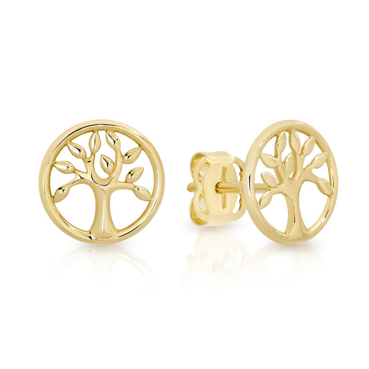 9ct gold tree of life studs