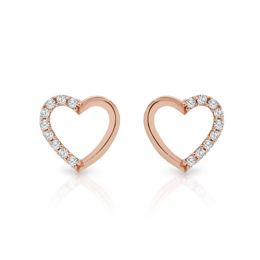9ct rose gold heart studs