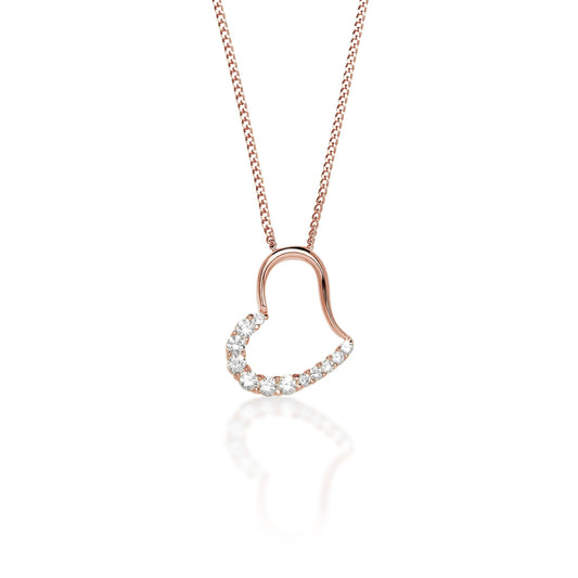 9ct rose gold stone set heart pendant