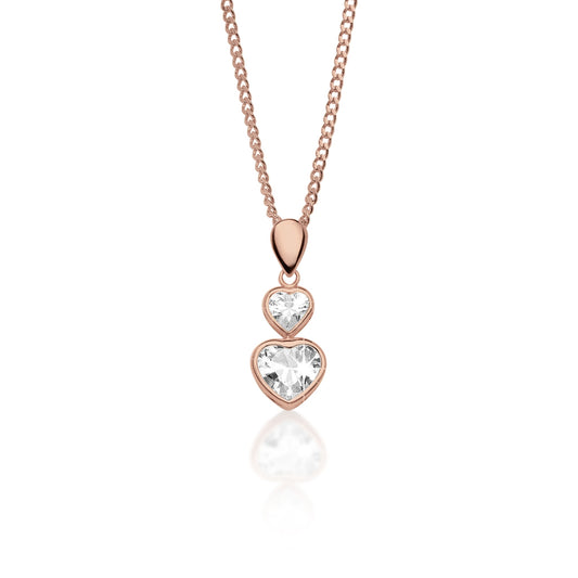 9ct rose gold stone set heart pendant