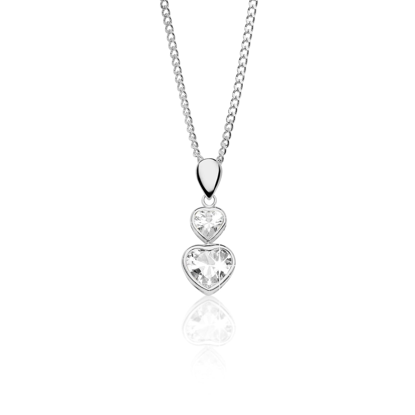 9ct white gold stone set heart pendant