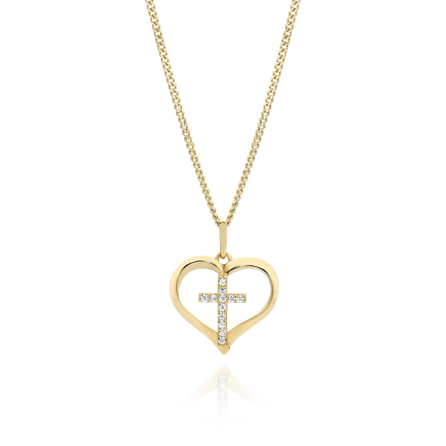 9ct gold stone set heart pendant