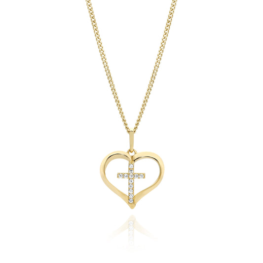9ct gold stone set heart pendant