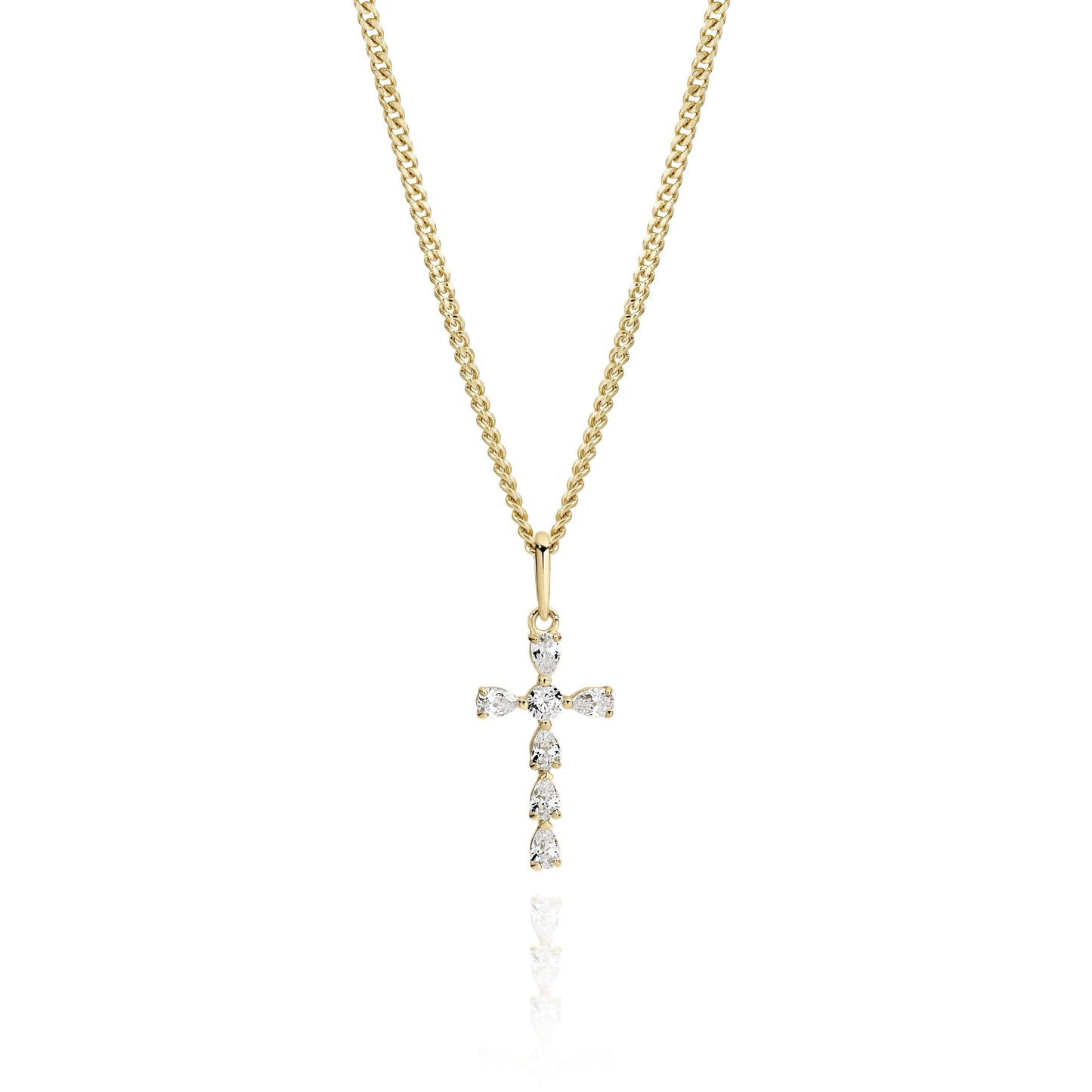 9ct gold stone set cross pendant