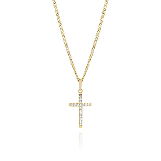 9ct gold stone set cross pendant