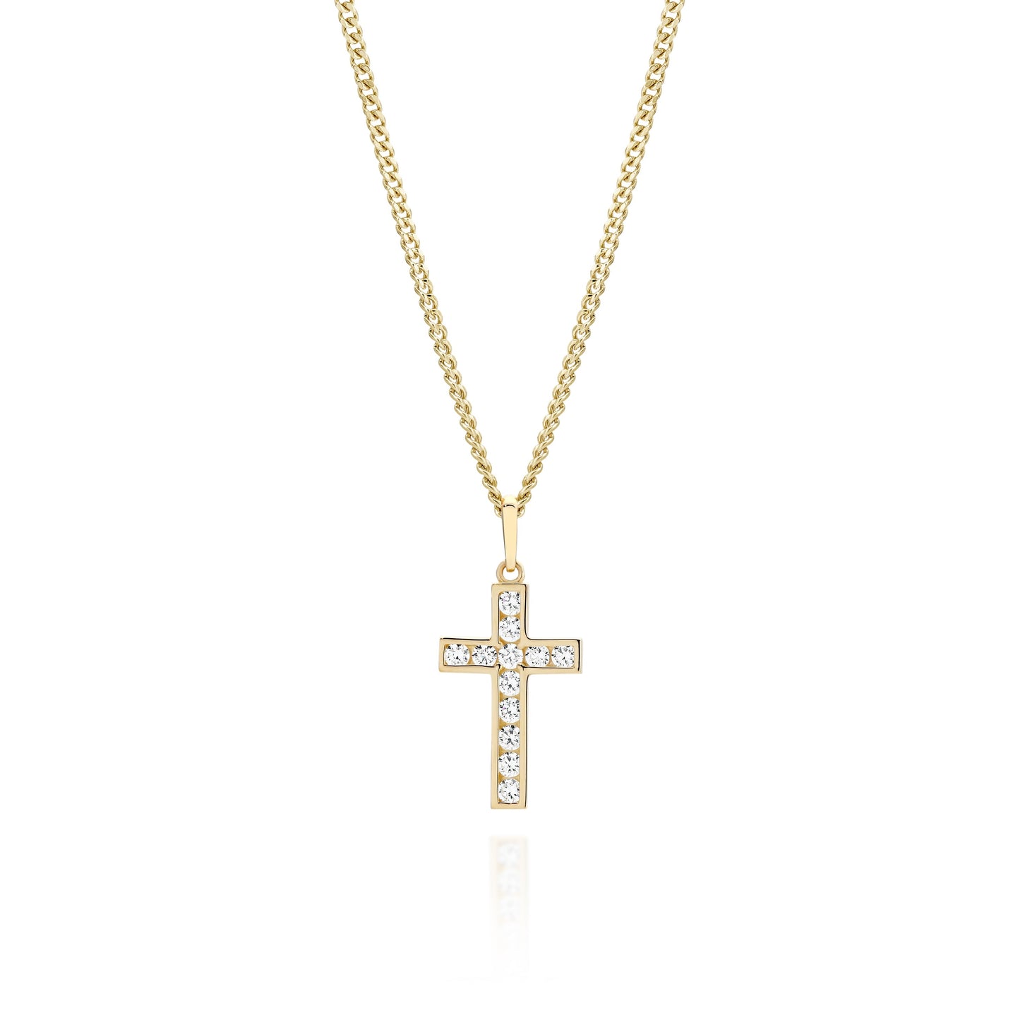 9ct gold stone set cross pendant