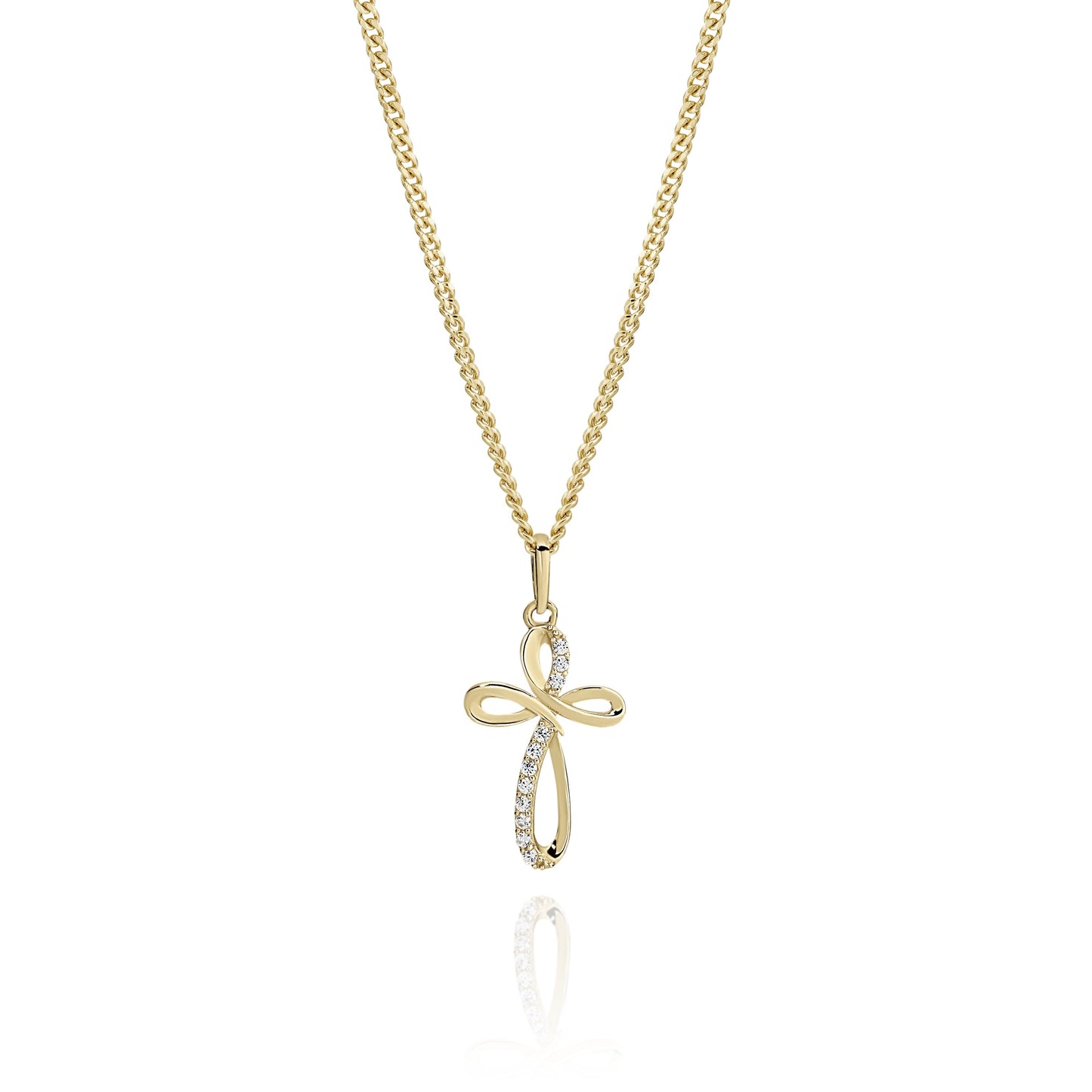 9ct gold stone set cross pendant