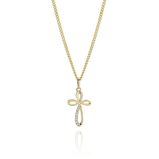 9ct gold stone set cross pendant