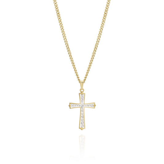 9ct gold 2 tone cross pendant