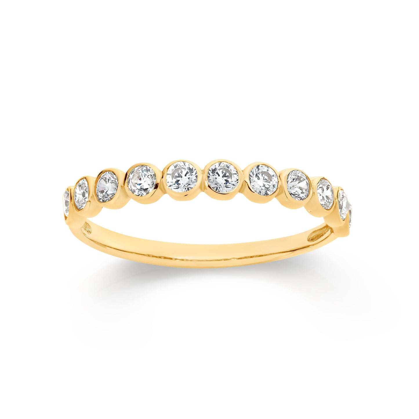 9ct gold cubic zirconia bezel band ring