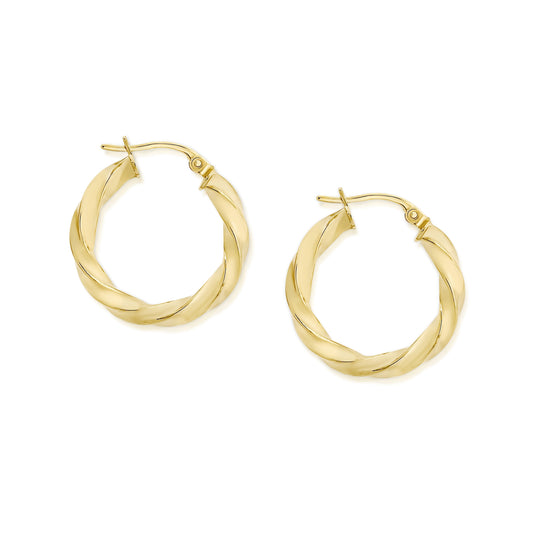 9ct gold ribbon twist hoops 15mm