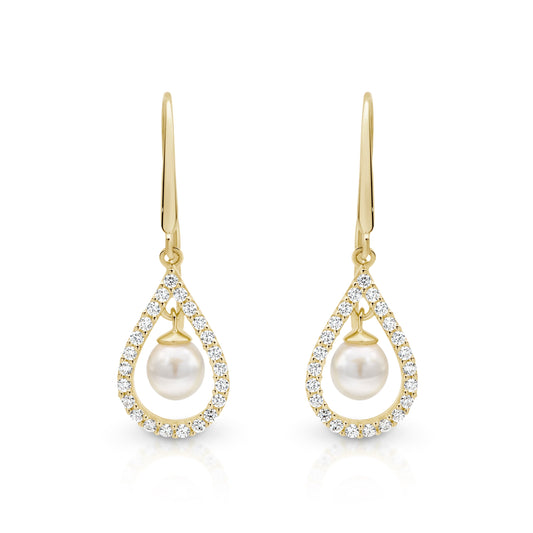 9ct gold tear drop pearl drop earrings