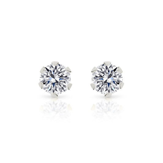 9ct white gold 3.5mm stone set studs