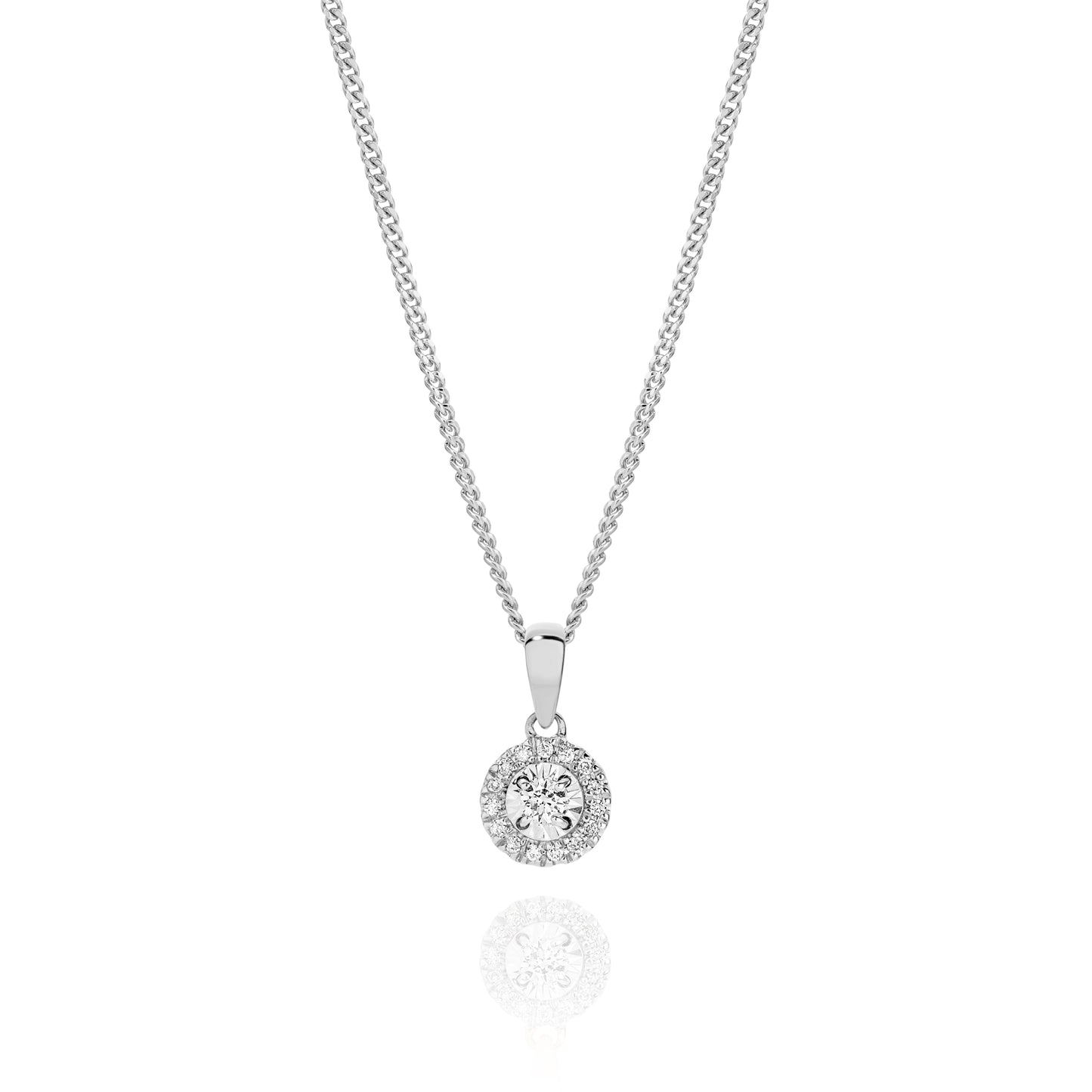 9ct white gold 0.11ct diamond pendant