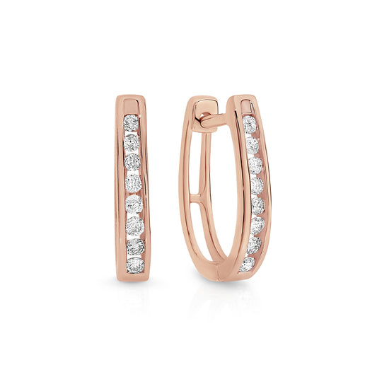 9ct rose gold 0.25ct diamond huggies