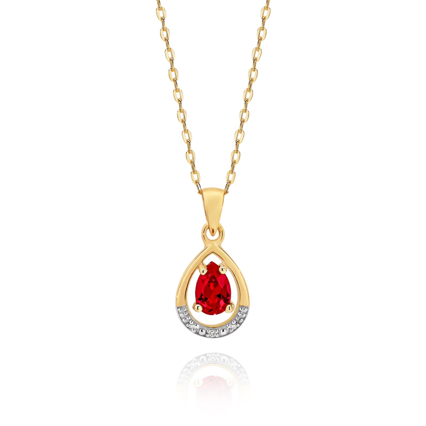 9ct gold created ruby & diamond pendant
